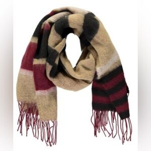 NWT FOREVER 21 BROWN & BURGUNDY FULL SCARF • 19.7” x 71”(50cm x 180cm)
